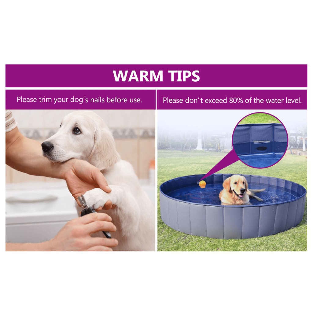 Foldable Dog Swimming Pool Blue 47.2"x11.8" PVC Doba